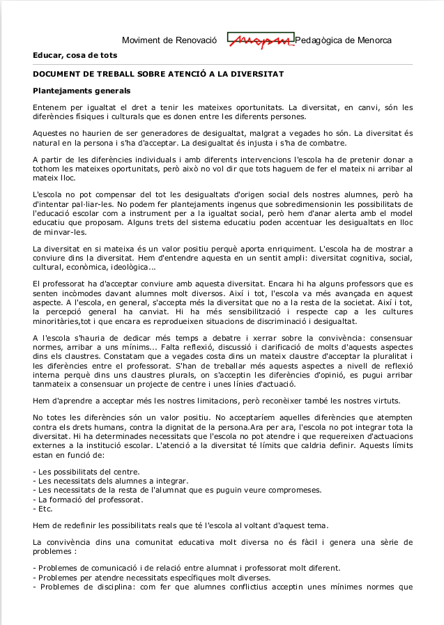 Atenció a la diversitat