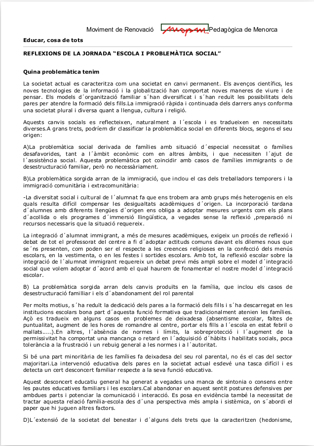 Escola i problemàtica social
